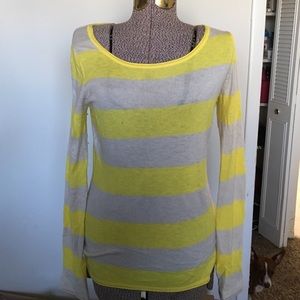 Express yellow and white layering sweater.